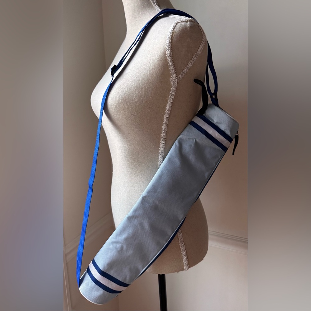 Gertex Retro Insulated Beer/Soda Cooler Sling Caddy Baby Blue Striped small